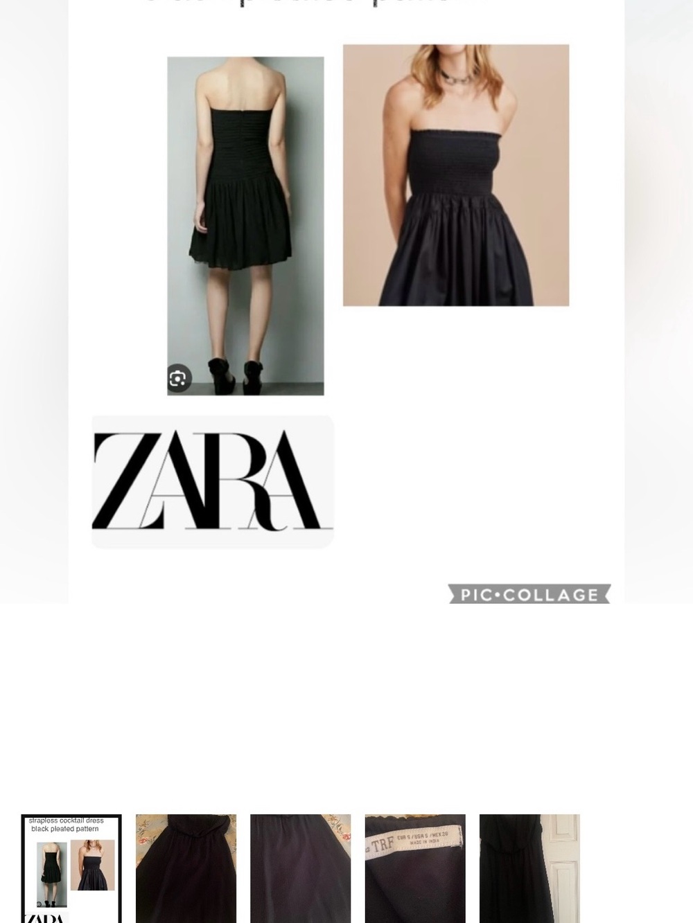 Zara Black Strapless Smocked Mini Skirt